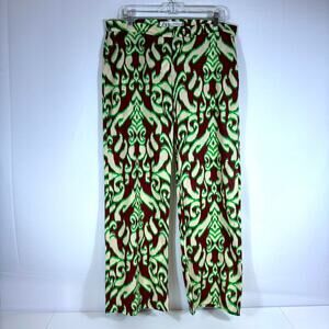 NWT Zara Green & Brown Light Weight Patterned Trousers Size XL F0110